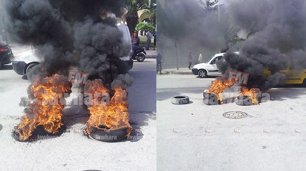 المنستير : احتجاجات وحرق للعجلات المطاطية على خلفية غلق محطة بنزين