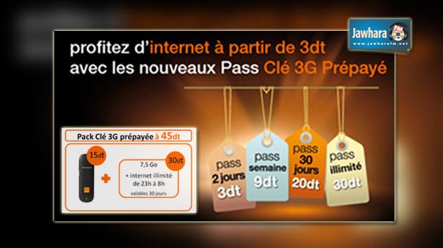 Orange : De nouveaux Pass internet à partir de 3dt seulement avec la Clé 3G prépayée