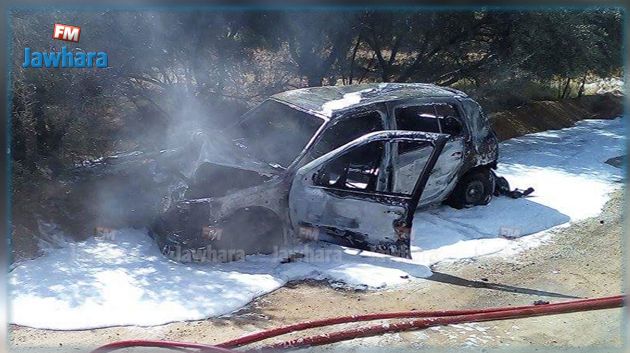 Gafsa : Une voiture calcinée après un accident