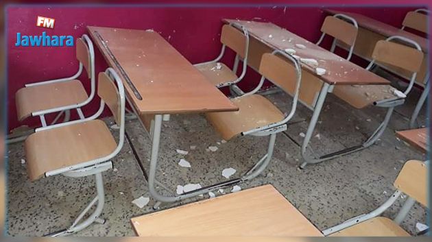 قليبية : سقوط جزء من سقف قاعة بمدرسة ابتدائية (صور)‎