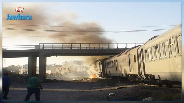 اندلاع حريق بإحدى عربات قطار تونس غار الدماء 
