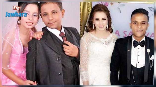 أثار انتشار صور لهما في خطوبتهما جدلا كبيرا : زواج أصغر عروسين في مصر