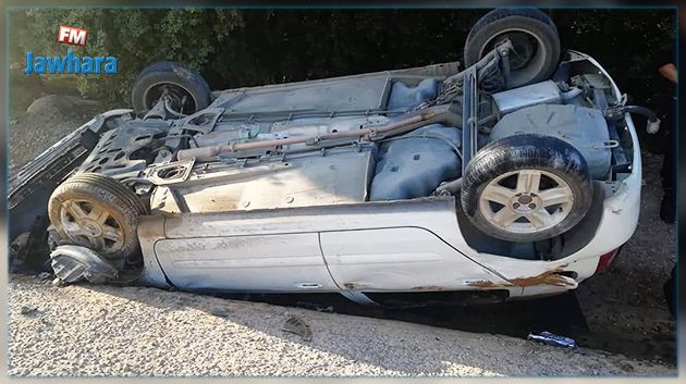 هرقلة : انقلاب سيّارة على متنها 3 أشخاص وسقوطها في منحدر 