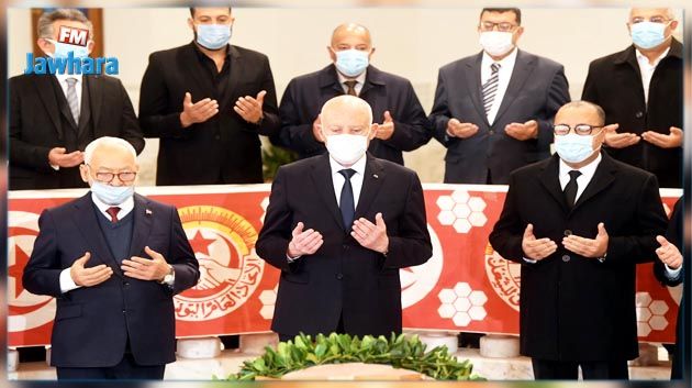 الرؤساء الثلاثة يشرفون على موكب إحياء ذكرى اغتيال الزعيم فرحات حشاد