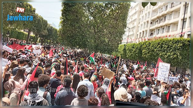 المطالبة بتجريم التطبيع: مسيرة حاشدة في شارع الحبيب بورقيبة نصرة للفلسطينيين (صور)