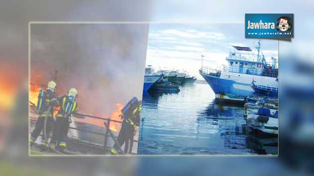 المنستير : حريق بأحد مراكب الصيد بميناء طبلبة