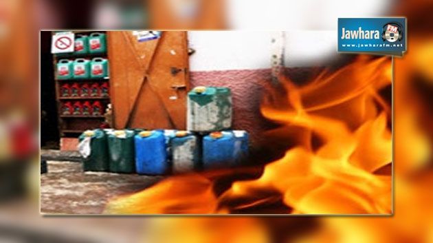  جندوبة : اندلاع حريق في محل لبيع البنزين المهرب بفرنانة