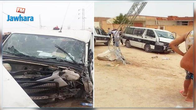 القصرين : سيارة أمنية تصطدم بعدد من المارة و عمود كهربائي