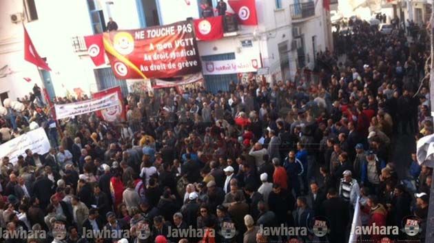 مسيرة نقابية للاتحاد العام التونسي للشغل بمناسبة مرور 62 سنة على اغتيال الزعيم 