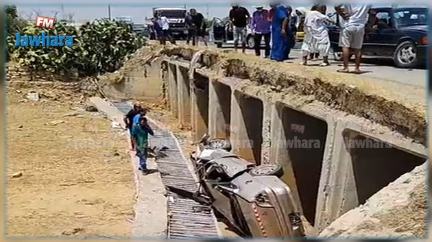 المهدية : سقوط سيارة من أعلى قنطرة