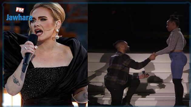 شاب يفاجئ حبيبته بطلب الزواج منها في حفل Adele (فيديو)