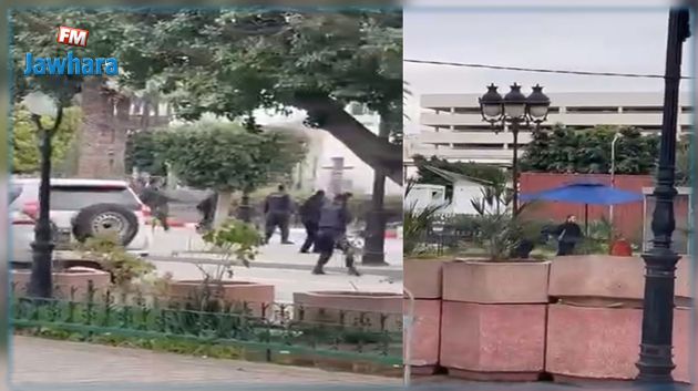 شارع الحبيب بورقيبة: محاولة الاعتداء على أمنيين بساطور أمام مقر وزارة الداخلية (فيديو)
