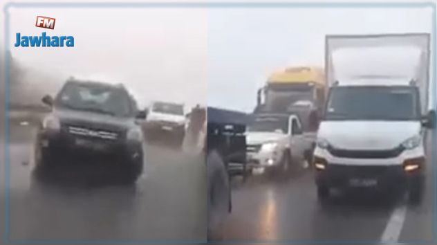 بسبب انعدام الرؤية : تصادم بين عدد من السيارات في الطريق السيارة سوسة تونس 