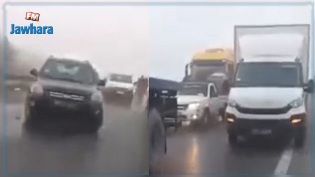 بسبب انعدام الرؤية : تصادم بين عدد من السيارات في الطريق السيارة سوسة تونس 