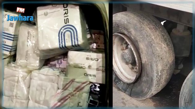 رأس جدير : إحباط محاولة تهريب كمية من السجائر مخفية داخل عجلات شاحنة