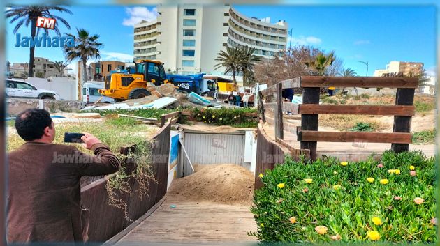سوسة: تنفيذ قرارات إزالة وردم نفق يربط نزل بالشاطئ (صور وفيديو)
