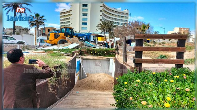 سوسة: تنفيذ قرارات إزالة وردم نفق يربط نزل بالشاطئ (صور وفيديو)