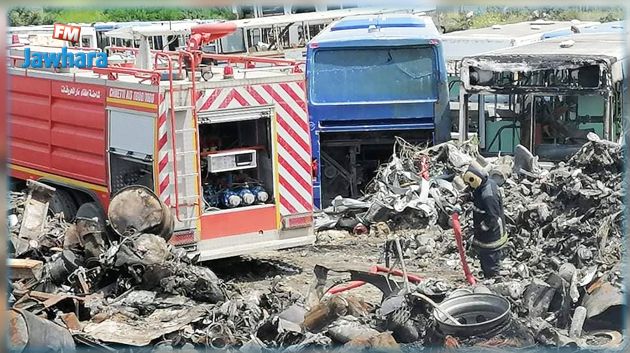 السيطرة على حريق مستودع الشركة الجهوية لنقل المسافرين ببنزرت