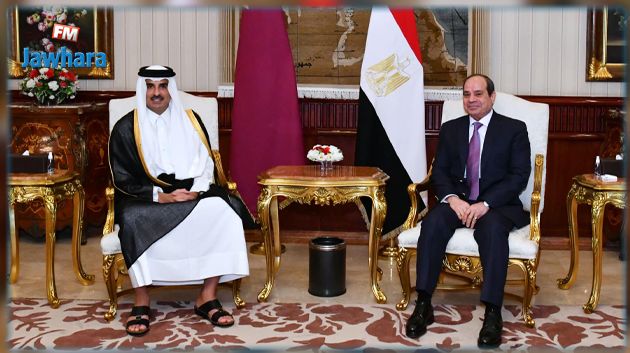 السيسي يستقبل أمير قطر  بقصر الاتحادية 