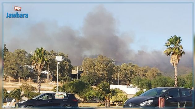 تحذير لمستعملي الطريق السيارة من دخان كثيف بسبب حريق بجبل بوقرنين