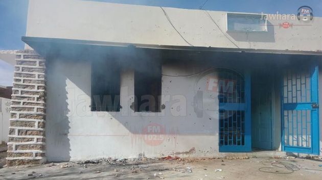 مركز الأمن الوطني بالذهيبة بعد حرقه
