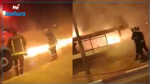 باب سعدون: احتراق حافلة تابعة لشركة نقل تونس دون تسجيل أضرار بشرية