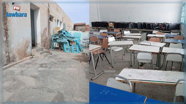 معاناة التلاميذ.. تعطّل الأشغال بالمدرسة الإعدادية بالوسلاتية (صور)