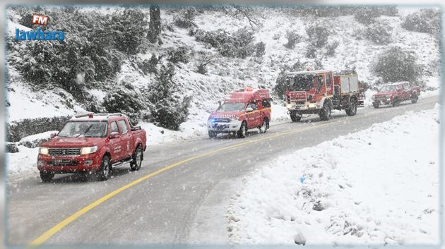 تراكم الثلوج بعدد من الطرقات بباجة