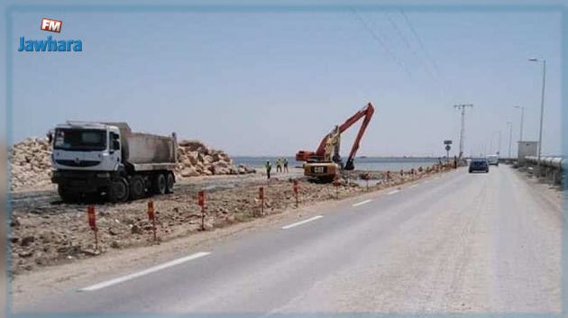 تقدم اشغال مضاعفة الطريق الرومانية بين جرجيس وجربة