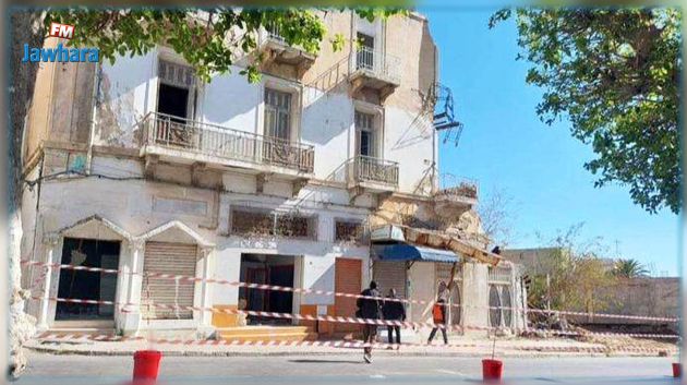 سوسة: انقطاع جزئي لحركة المرور بشارع الجمهورية لإزالة بناية آيلة للسقوط