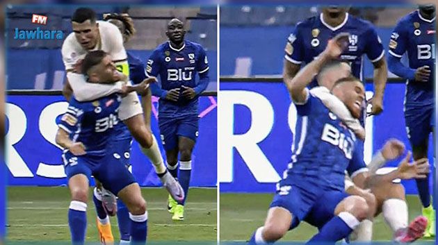 الدوري السعودي : تدخل رونالدو على لاعب نادي الهلال يُثير ضجةً (فيديو)