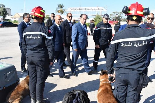 فريق من الوحدة المختصّة للحماية المدنيّة يستعدّ للاقلاع نحو المغرب 