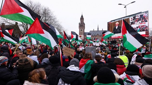 تظاهرات أمام محكمة العدل الدولية دعما لغـ.زة