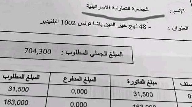 الصوناد توضح بخصوص فاتورة ماء بإسم 'الجمعية التعاونية الإسرائيلية'