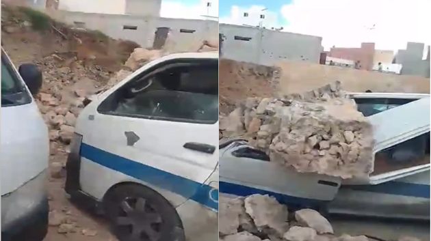 مدنين: انهيار جدار بمحطة سيارات الأجرة (فيديو)