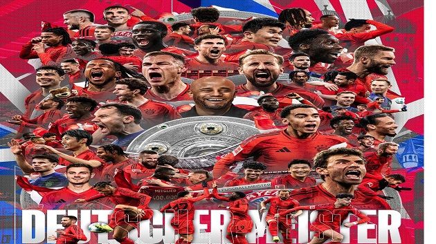 بايرن ميونيخ يتوج بطلا للدوري الألماني للمرة الـ34 في تاريخه