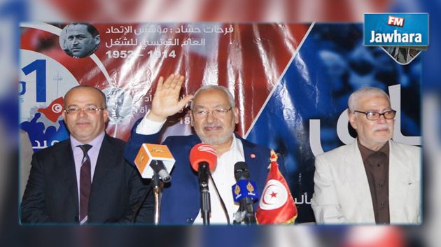 الغنوشي يدافع عن حكومة الصيد .. وعن اتحاد الشغل
