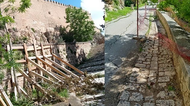 بسبب الأمطار الأخيرة: تصدّع في الطريق والحائط المحاذي لمعلم القصبة الحسينية بالكاف