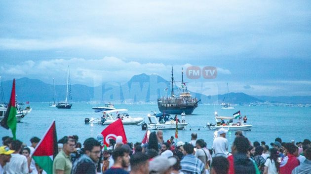 مواكبة أسطول الصمود العالمي بميناء سيدي بوسعيد قبل انطلاقه