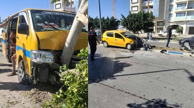 الطريق السياحية القنطاوي: اصطدام بين سيّارتيْ تاكسي جماعي وفردي