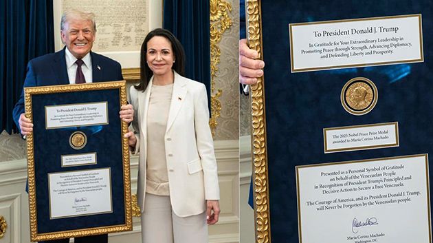 زعيمة المعارضة الفنزويلية تهدي ترامب ميدالية نوبل للسلام