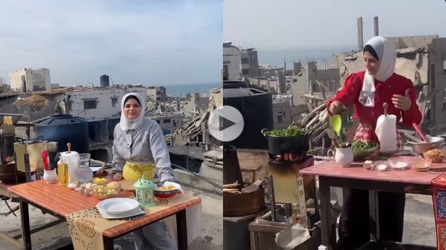 بين الأنقاض وتحت القصف : فلسطينية تستعد لاستقبال شهر رمضان المعظم على طريقتها (فيديو)