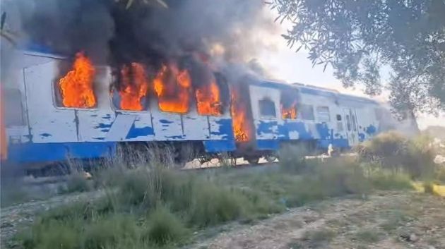 حرق قطار  القلعة الصغرى: بطاقات إيداع بالسجن ضدّ 10 أشخاص 