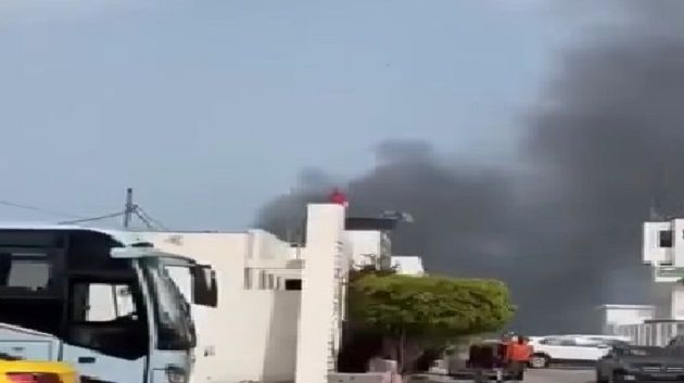 اندلاع حريق بالميناء التجاري بسوسة (فيديو)