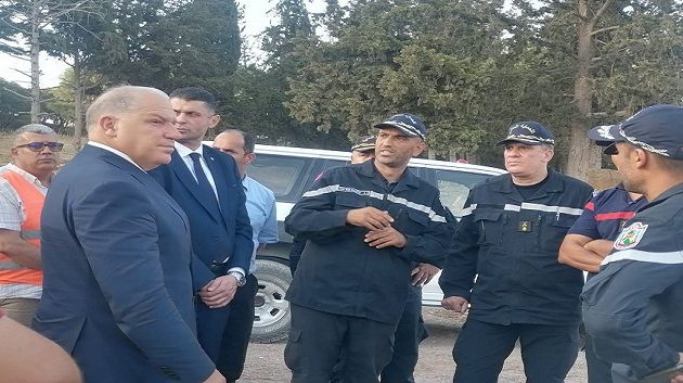 كاتب الدولة المكلّف بالأمن الوطني يتابع  الوضع بالمناطق الغابية التي تشهد حرائق بالكاف