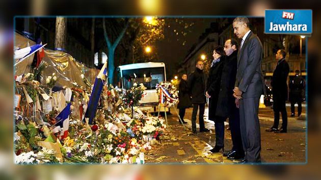 أوباما يزور موقع هجمات باريس تكريما لضحايا الاعتداء