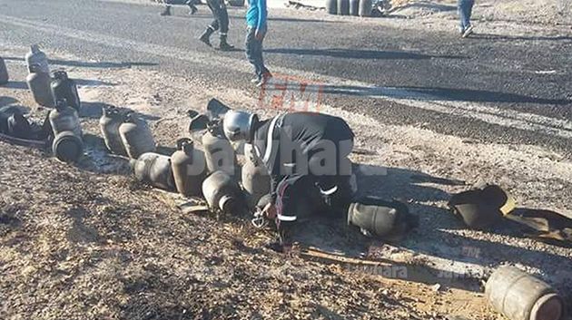 المهدية : انفجار 175 قارورة غاز على متن شاحنة