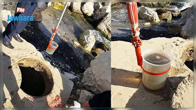 تصريف مياه مجهولة المصدر في شاطئ الكرم !
