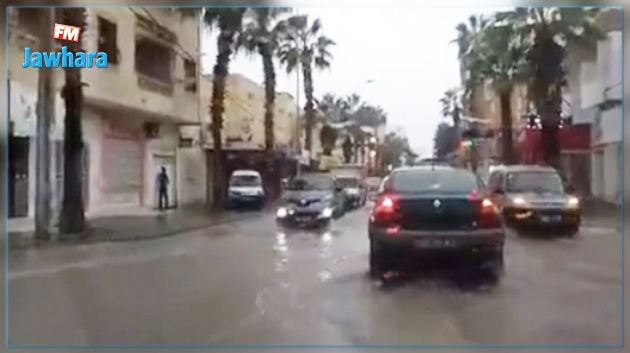 الرادار يعاين اثار الأمطار على شارع النخيل بسوسة