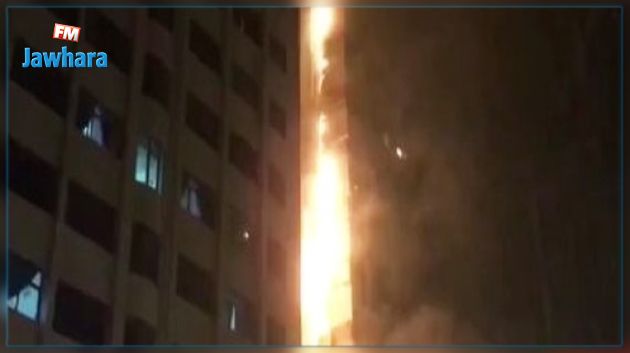 حريق بأحد الأبراج السكنية في أبوظبي